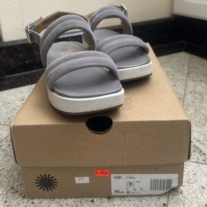 Suede Grey, Ugg platform sandals. Size: 7